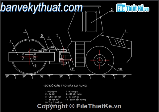 Bản vẽ,Bản vẽ autocad,Máy lu rung,cơ khí